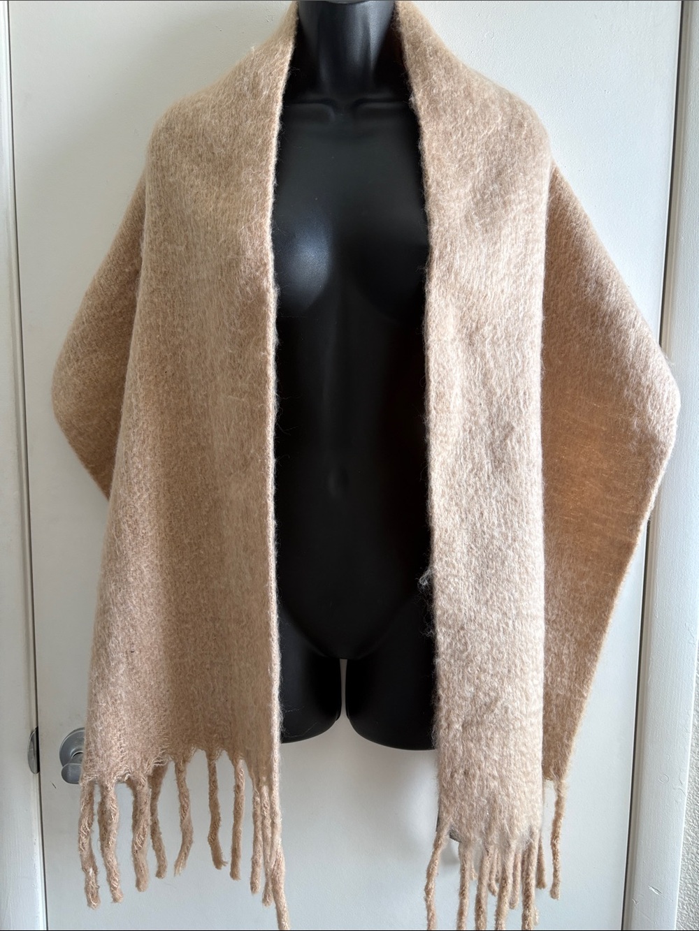 NWT J. Crew Camel Brown Fuzzy Soft Wrap Scarf with Label SZ OS